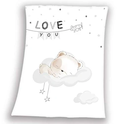 Abbildung von Herding Babydecke, Sleeping Little Bear Motiv, 75 x 100 cm, Polyester, Weiß