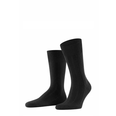 Abbildung von FALKE Herren Lhasa Rib M SO Wolle Kaschmir einfarbig 1 Paar Socken, Schwarz (Black 3000) neu umweltfreundlich, 39 42