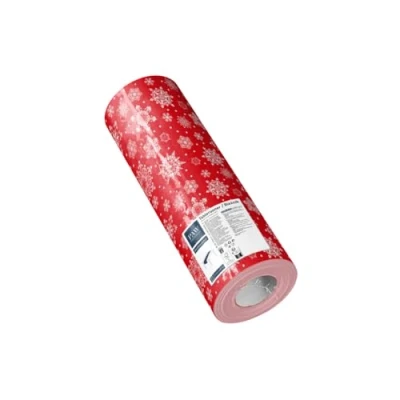 Abbildung von PAW Tischläufer aus Airlaid (40 cm x 24 m) I Tischdeko für den Weihnachtstisch, Weihnachtsfeiern Elegant Tischband Schneeflocken Rot Snowflakes Red