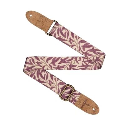 Abbildung von CASCHA Ukulele Gurt, vegan Mauve Leaves Verstellbarer und komfortabler Ukulelengurt aus umweltfreundlichen Materialien, langlebig stylisch, passt zu allen Ukulelen, ideal für alle Spieler
