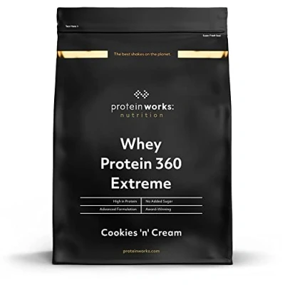 Abbildung von Protein Works Whey 360 Extreme Premium Cookies &#039;n&#039; Cream Zugefügt BCAA &amp; Glutamin 600g