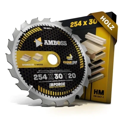 Abbildung von HM Kreissägeblatt 254x30 Z20 Wechselzahn für Holz Zuschnitt. AMBOSS WERKZEUGE® Sägeblatt 254mm komp. zu Bosch GTS 10. PTS 100 T.GTS 254 Black &amp; Decker BES720 QS GCM 18V 254. 350