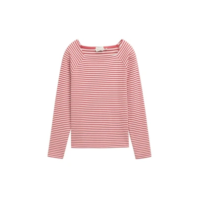Abbildung von TOM Tailor MIT Streifenmuster Langarmshirt, Damen, Größe: XXL, Berry red regular stripe