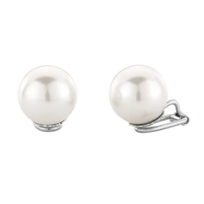 Abbildung von Traveller Ohrclip Damen Silberfarben Perle 14 mm Weiss Platiniert 801114
