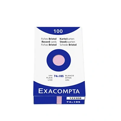Abbildung von Exacompta 13330B Packung (mit 100 Karteikarten, DIN A7, 74 x 105 mm, blanko, ideal für die Schule) 1er Pack rosa