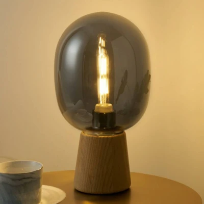 Abbildung von Pauleen Tischleuchte »Mystical Gleam«, 1 flammig, Leuchtmittel E27 ohne Leuchtmittel, E27, max. 20W Rauchglas/Holz, 230V