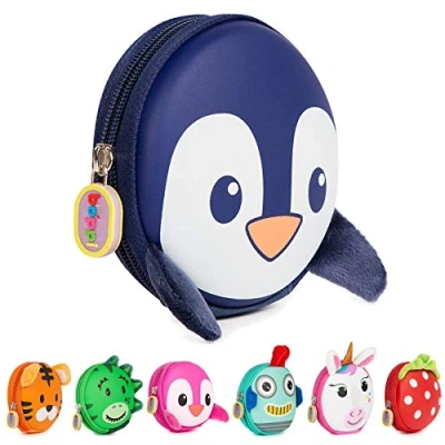 Abbildung von boppi Tiny Trekker Kinder Schlüssel Reise Beutel Münzen Handtasche Mini Geldbeutel Schlüsseltasche Reißverschluss Unterarmtasche Pinguin Blau