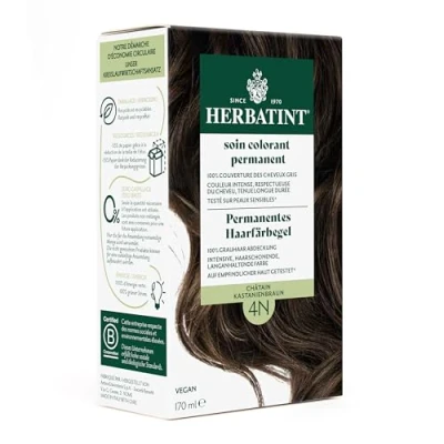 Abbildung von Herbatint Permanentes Haarfärbegel 4N Kastanienbraun 170 ml I Ohne Ammoniak, 100% Grauhaarabdeckung Auf empfindlicher Haut getestet, mit 8 Pflanzenextrakten