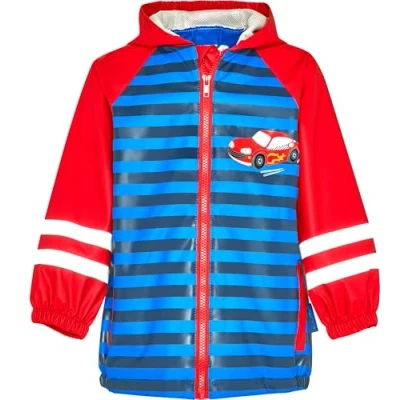 Abbildung von Playshoes Regenjacke Unisex Kinder Wind und wasserdicht Regenmantel Regenbekleidung, Rennwagen, 104