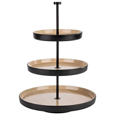 Abbildung von APS 85211 „Frida“ 3 stufige Etagère, 1 Gestell aus Edelstahl (schwarz), Schalen nahezu unzerbrechlichem Melamin, Ø 20/25/32 cm, Höhe 43 cm