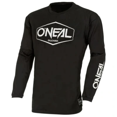 Abbildung von O&#039;NEAL Element Cotton Jersey Hexx V.22 I MX Shirt, Enduro Shirt Kinder Sportshirt Jungen Langarm Ergonomisch, atmungsaktiv Gepolsteter Ellbogenschutz Schwarz Weiß Größe XL