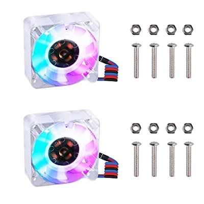 Abbildung von GeeekPi 2PCS Raspberry Pi 4 Lüfter DC 5V Brushless RGB CPU PWM mit Blauer Hintergrundbeleuchtung 40x40x10mm,für Modell B, 3B +, 3/2 B(Gefärbt)