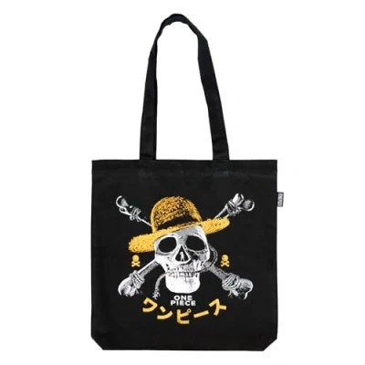 Abbildung von Grupo Erik Shopping Bag One Piece Jolly Roger Tasche Kunststofftasche Schwarz Offizieller Netflix Fanartikel