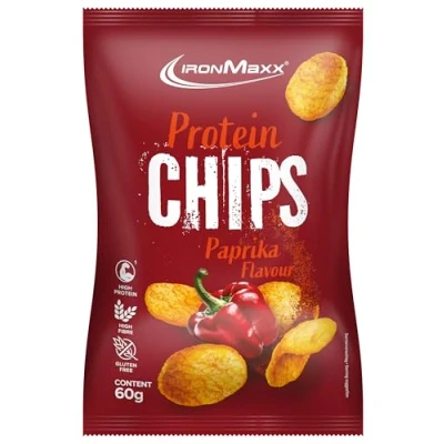 Abbildung von IronMaxx Protein Chips Paprika 60g Beutel Knuspriger High Snack auf Sojabasis Ballaststoffreich &amp; glutenfrei Ideal für unterwegs nach dem Training