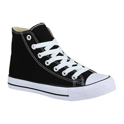 Abbildung von Elara Unisex Sneaker High Top Sportschuhe Chunkyrayan 85 109 B Schwarz 45