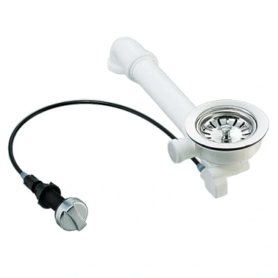 Abbildung von Universal Siebkorb Ablass Set mit Drehventil 8,9 cm Raumschaffer und 2,5 Überlaufanschluss zum Stecken, Edelstahl