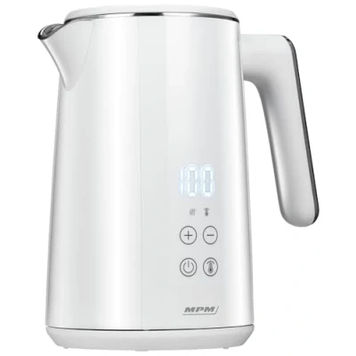 Abbildung von MPM Leiser Wasserkocher mit einstellbarer Temperatur Digitale Temperaturanzeige 1,7 Liter Doppelwandig 2200W (Weiß)