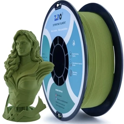 Abbildung von ZIRO Matte PLA Filament 1.75mm, 1kg 3D Drucker Filament, High Toughness PLA, Dimensional Accuracy +/ 0.03mm, Militärgrün