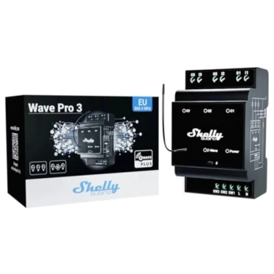 Abbildung von Shelly Wave Pro 3 Professioneller Kanal DIN Schienen Z Schalter Potenzialfreien Kontakten Gateway erforderlich Erweiterte Funkreichweite