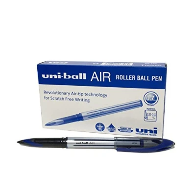 Abbildung von uni ball 190512000 UB 188 L Air Kugelschreiber, blaue Super Tinte, fälschungssicher, Füllfederspitze, 12 Stück