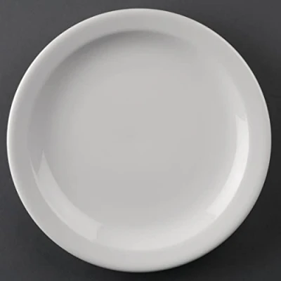 Abbildung von Olympia Athena Teller mit schmalem Rand, 205 mm (12 Stück), weißes Porzellan, Speiseteller Set, Restaurantgeschirr, Essgeschirr mikrowellengeeignet, CF362
