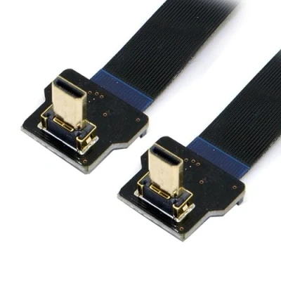 Abbildung von Flaches Kabel mit angewinkeltem HDMI Anschluss, von CY, 90 Grad angewinkelt, Micro FPV Stecker auf FPC