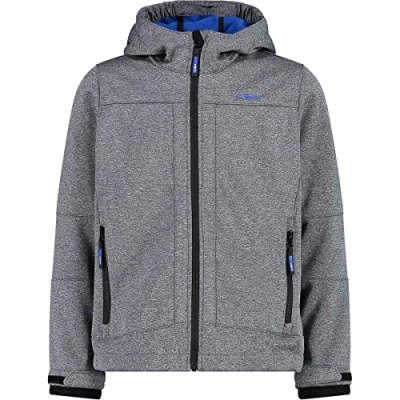Abbildung von CMP Melange Softshelljacke für Kinder mit fester Kapuze, Schwarz Mel. Royal, 164
