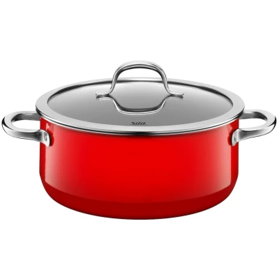 Abbildung von Silit Passion Red Kochtopf 24cm, Glasdeckel, Bratentopf 4,4l, Silargan Funktionskeramik, Topf Induktion, rot