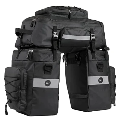 Abbildung von BAIGIO Fahrradtasche 3 in 1 Multifunction wasserdichte Gepäckträgertasche 75L Radfahren Gepäckträger Tasche hinten Fahrrad Rucksack Reisetasche mit Regenschutz, Herren