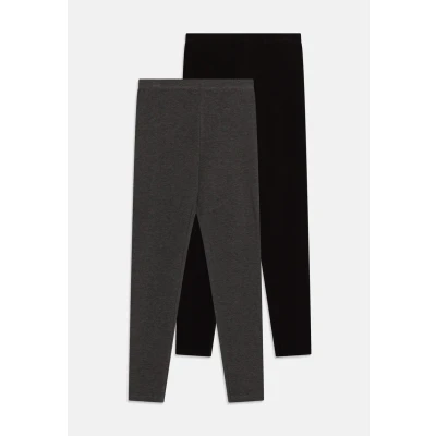 Abbildung von Name it Nkfvivian 2 PACK Leggings Hosen für Kinder, Größe: 122/128, Dark grey melange/black