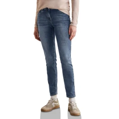 Abbildung von CECIL Damen Style Scarlett 1 knopf 49 Jeans Im Casual Fit, Mid Blue Wash, 31W / 30L EU