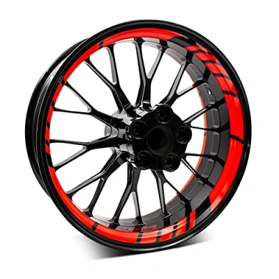 Abbildung von 18 teiliges Set Felgenrandaufkleber Sticker für Motorrad Auto Felgen Design Komplett Felgenaufkleber 15&quot; 16&quot; 17&quot; 18&quot; 19 Zoll MR020 (04 Neon Rot)