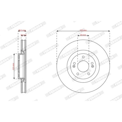 Abbildung von FERODO Bremsscheibe KIA: Sorento IV 325mm 30mm 5 69mm Belüftet DDF3242C Bremsscheiben, Scheibenbremsen