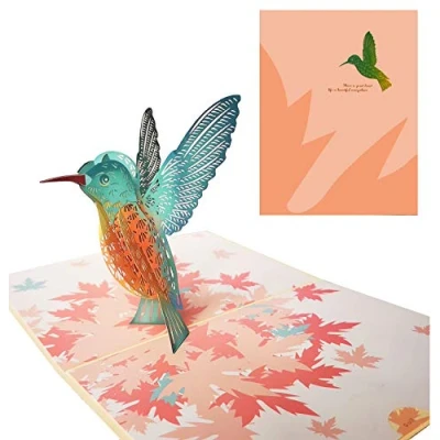 Abbildung von DEESOSPRO® Geburtstagskarte Geschenk für Ihre Verwandten, Freunde und Liebhaber, 3D Pop up Grußkarte mit schönen Papier Cut, Umschlag enthalten (Kolibri)