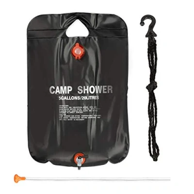 Abbildung von Relaxdays Solardusche Camping, schwarz Campingdusche 20 l, Aufhängen, faltbar, mit Handbrause, Mobile Außendusche, 1 Stück