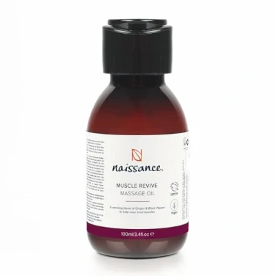 Abbildung von Naissance Muscel Revive Wärmendes Massageöl 100 ml Basis aus Traubenkernöl mit Ingwer und Schwarzem Pfeffer für Massagen bei Gelenk Muskelschmerzen