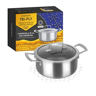 Abbildung von KASANOVA Kochtopf 20 cm mit 3 lagigem Deckel Dreilagig grau Kochen