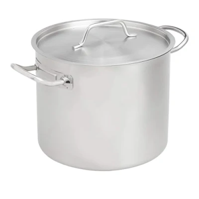 Abbildung von Amazon Basics Edelstahl Suppentopf mit Aluminiumbeschichtung und Deckel, 11,4 l, Silber (Früher Marke AmazonCommercial)