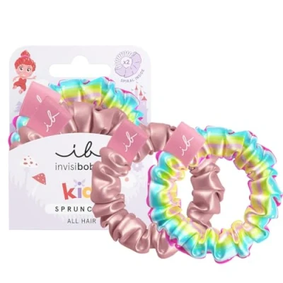Abbildung von invisibobble Kids Too good to be blue, Bunter Scrunchie &amp; Spiralhaargummi für Kinder, Maximaler Halt, Sanft zum Haar, Mädchen Haargummi, 2 Stück