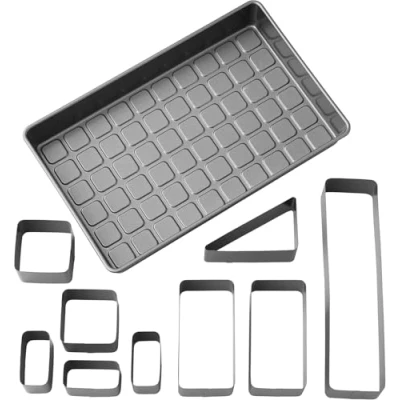 Abbildung von Wilton Buchstaben und Zahlen Verstellbare Antihaft Kuchenform, 10 teiliges Set, Schwarz