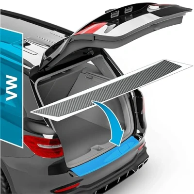 Abbildung von uProtect Auto Ladekantenschutz Folie für VW ID.Buzz I 2022 2024 Stoßstangenschutz, Kratzschutz, Lackschutzfolie Carbon Optik Selbstklebend
