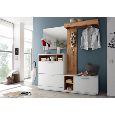 Abbildung von HBZ Kompaktgarderobe »Milano Mit Spiegel, BxHxT 177x195x32 cm«, (1 St.), Schuhkommode, Paneel, Bank und Spiegel