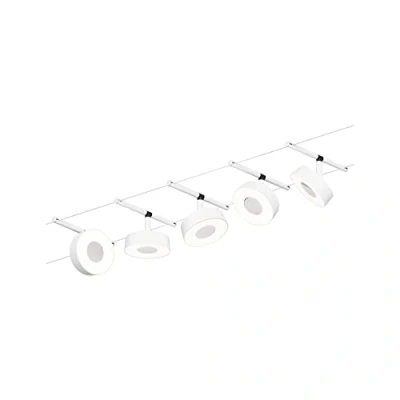 Abbildung von Paulmann 94477 LED Seilsytem Circle Basisset 5x400lm incl. 5x5 W Warmweiß Weiß matt, Chrom Kunststoff, Metall Beleuchtungssystem 3000 K