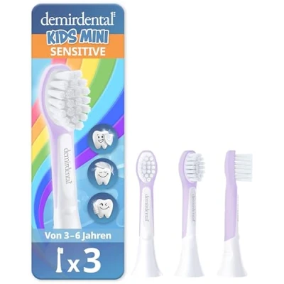 Abbildung von demirdental Ersatzbürsten für Kinder passend Philips Sonicare Kids, Compact Mini geeignet 3 6 Jahre, entspricht HX6034 HX6033, Lilac, 3er Set