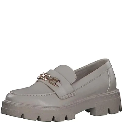 Abbildung von s.Oliver Damen Loafer mit Plateau aus Kunstleder Kette Vegan Beige (Ivory), 42