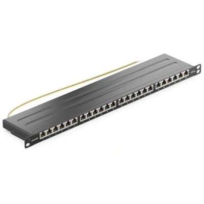 Abbildung von deleyCON CAT 6 0,5 HE Patchpanel Mini Verteilerfeld 24 Port Desktop 19&quot; Zoll Rackeinbau Servermontage RJ45 geschirmt TIA568A TIA568B RAL 9005 Schwarz