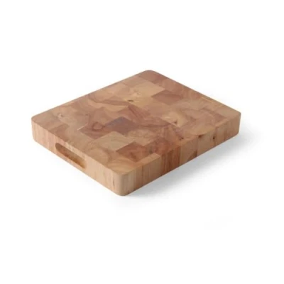 Abbildung von HENDI Holzschneidbrett, Hochwertiges Kautschuk Holz, mit Griffmulden, Küchenbrett, 265x325x(H)45mm