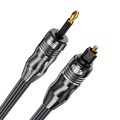 Abbildung von EMK Optical Audio Cable, Digital Sound Toslink zum Mini Kabel 3.5 SPDIF Optikkabel [nicht eins 3,5mm Aux Kabel] Optisches Audiokabel (Gerade Schwarz, 2M)
