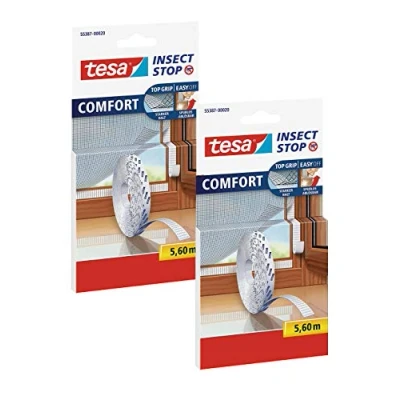 Abbildung von TESA Comfort Refill Roll Fliegengitter Klettband Ersatzrolle, blanco (2x 5,6m (Standard))