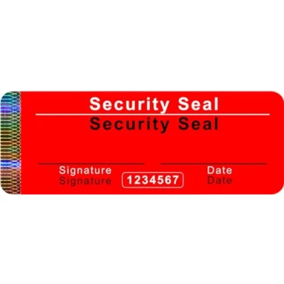 Abbildung von 50 Stk Sicherheits Siegel mit Seriennummer 70x25mm rot, beschreibbar Sicherheitssiegel, Siegelaufkleber Garantiesiegel Sicherheitsetiketten selbstklebendes Etikett Echtheitssiegel